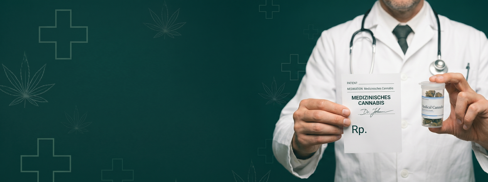 Arzt mit Rezept und Cannabis